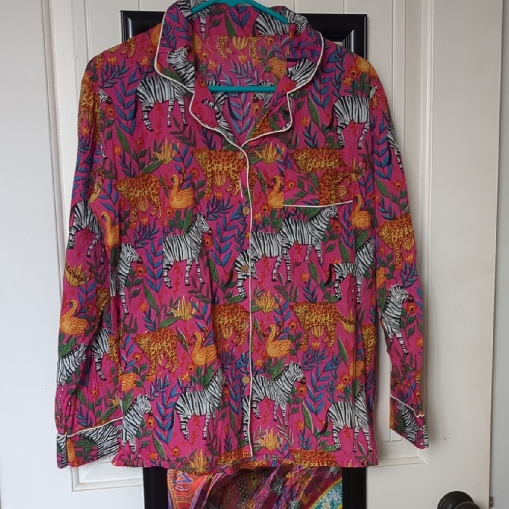 Vibrant Animal Print Button-Up Top